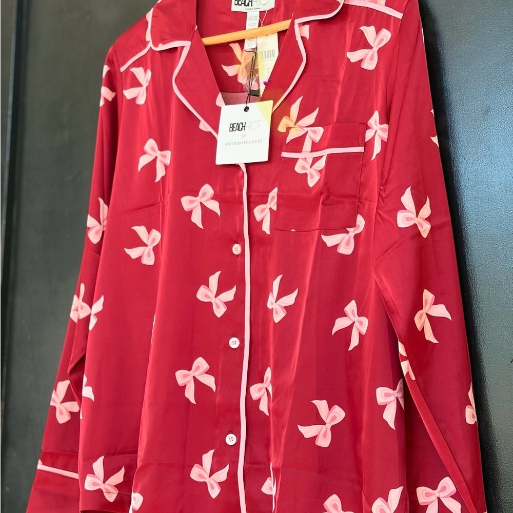 💕Anthropologie💕✨ Beach Riot✨ ✨NWT✨Livy Top & Connie Pant Red Bows Pajama Set - Picture 2 of 14